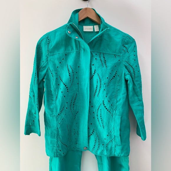 Chicos Eyelet Linen Jacket - Picture 4 of 15